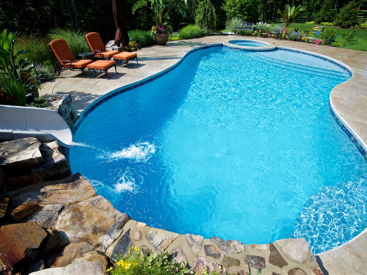 Water Slide - Contemporary Pool