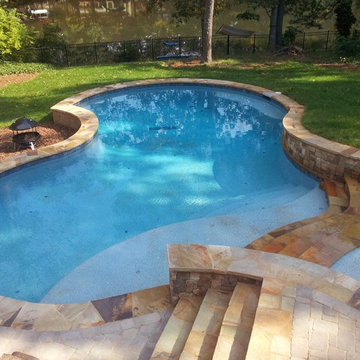 Free Form Pool and Stone Staircase