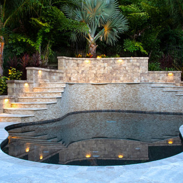 Free Form Pool with Double Staircase