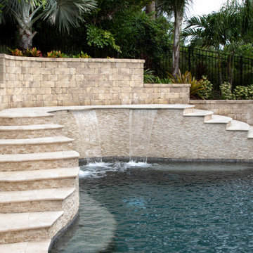 Free Form Pool with Double Staircase