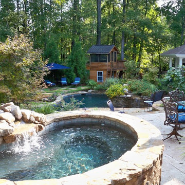 Freeform, natural pool with 27' slide.