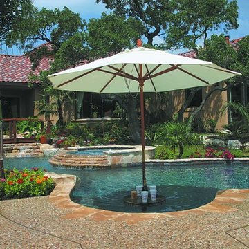 Freeform pool with bridge in San Antonio