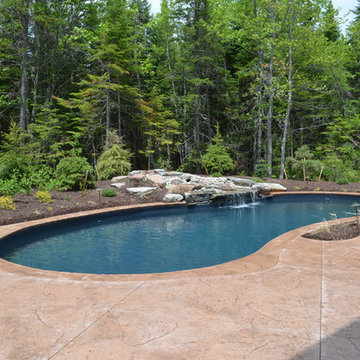 Freeform pool with waterfall