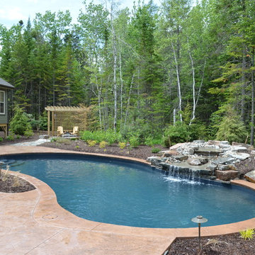 Freeform pool with waterfall