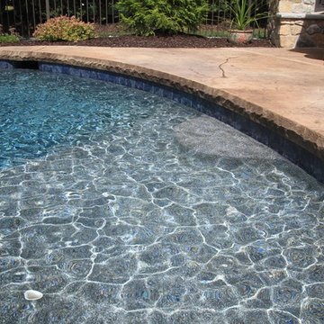 Freeform Style Pool with Waterfall and Raised Spa