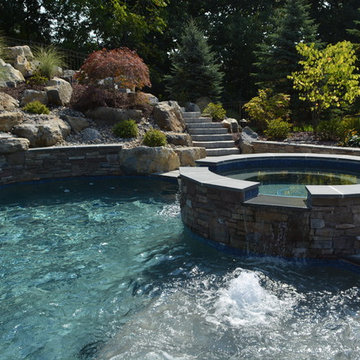 Freeform Style Pool with Waterslide, Sunshelf and Waterfall