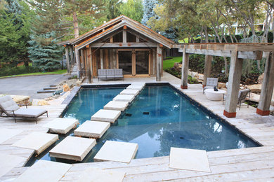 Inspiration for a rustic pool remodel in Salt Lake City