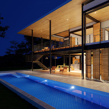 Geometric Pool Tile: Romantic Outdoor Pool House