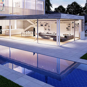 Geometric Pool Tile: Villa House Inground Pool