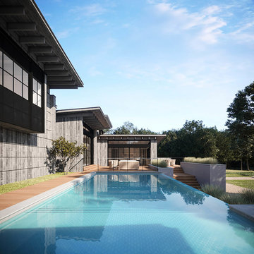 Geometric Pool Tiles: Villa Backyard Pool Design