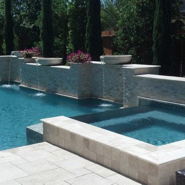 Geometric Pool with Raised Beam Wall