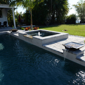 Geometric Swimming Pool with Water Bowls in Windermere, FL