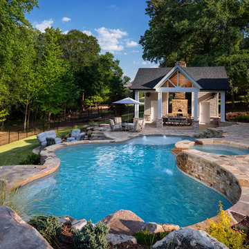 Freeform Pool and Spa with Pool House