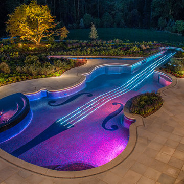 Glass Tile Inground Swimming Pool and Spa Designs Bergen County NJ
