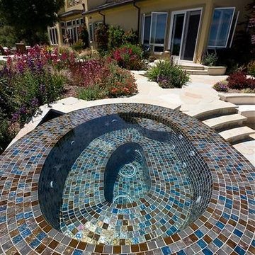 Glass Tile Mosaic Spa (negative, vanishing, infinity edge)