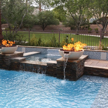 Glass tile projects- The all-tile spa, wet deck, waterline and raised bond beam