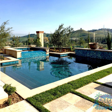 Glass Tile Swimming Pool in Chino Hills
