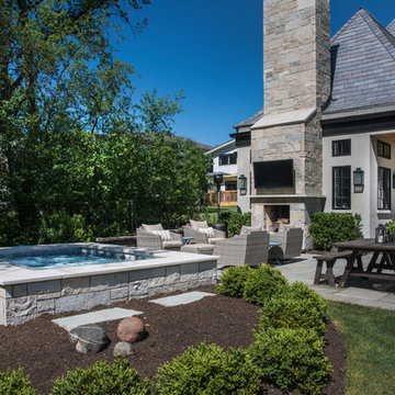 Glen Ellyn, IL Raised Hot Tub with fireplace and TV