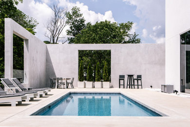 Example of a large minimalist backyard rectangular lap pool landscaping design in Nashville