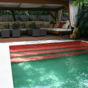 Green & red glass tile pool
