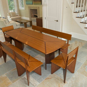 Greenwich CT Bamboo Dining table and Benches for the Pool House