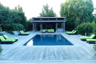 This is an example of a contemporary swimming pool in New York.