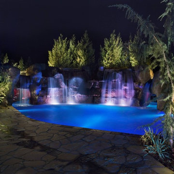 HGTV's "Cool Pools-Scuba Pool" Swim Through Grottos, Lazy River & Waterfalls