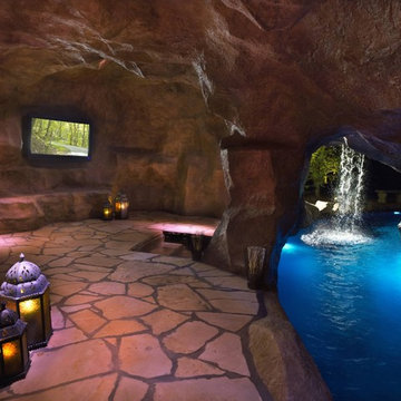 HGTV's "Cool Pools-Scuba Pool" Swim Through Grottos, Lazy River & Waterfalls