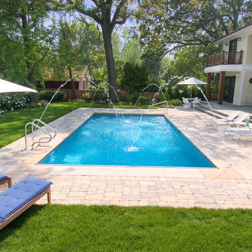 Highland Park, IL Inground Swimming Pool with Deck Sprays
