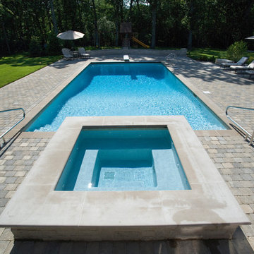 Highland Park Swimming Pool With Raised Hot Tub and Auto Cover
