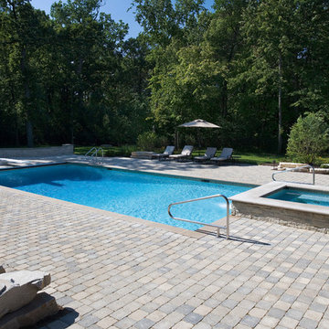 Highland Park Swimming Pool With Raised Hot Tub and Auto Cover