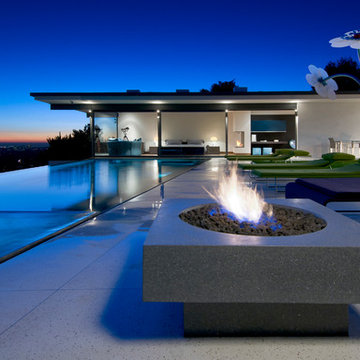 Hopen Place Hollywood Hills luxury mid-century modern home with infinity pool te