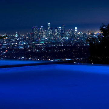 Hopen Place Hollywood Hills luxury home modern infinity pool with city views