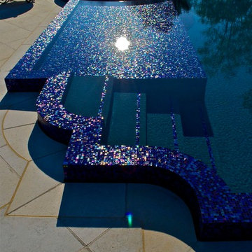 Infinity Edge Perimeter Overflow Glass Tile Pool Design in NJ