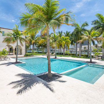 Infinity Edge Pool With Custom Stepping Stones in Miami Beach