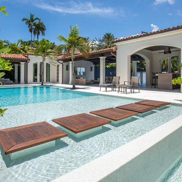 Infinity Edge Pool With Custom Stepping Stones in Miami Beach