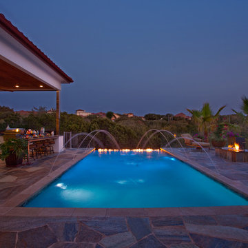 Infinity Edge Pool With Fire Feature