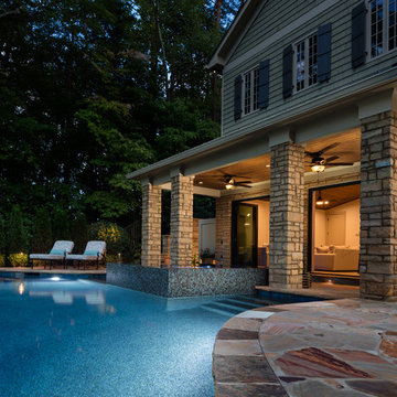 Infinity Edge Pool with Knife Edge Spa and Pool House