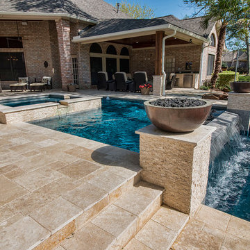 Infinity Pool and Patio with Stone Staircase