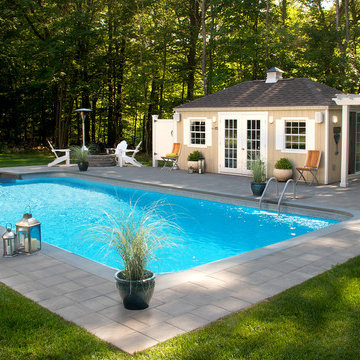 Inground Pool With Pool House and Fire Pit