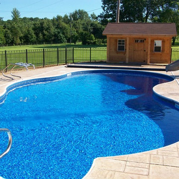 Inground pool with pool house