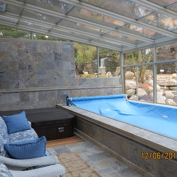 Interior of endless pool and sunroom