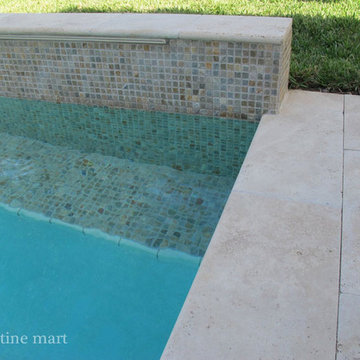 Ivory Travertine Pool Coping and Deck Tiles