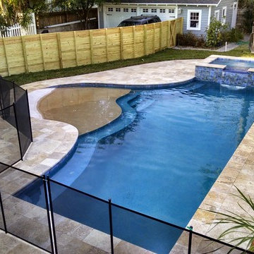 Jacksonville Beach Lap Pool with Raised Spa and Beach Entry