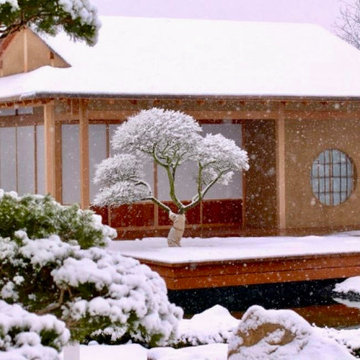 Japanisches Teehaus im Winter