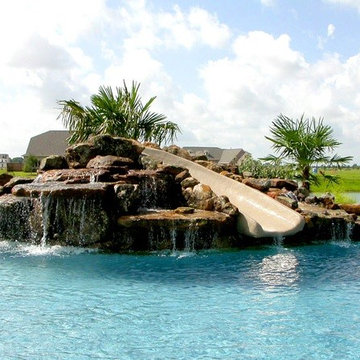 Katy Custom Swimming Pool with a Slide