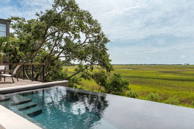 Inspiration for a small contemporary infinity pool remodel in Charleston