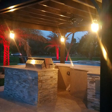 Lagoon Freeform Pool with Spa and LED Lights in Southwest Ranches, Florida