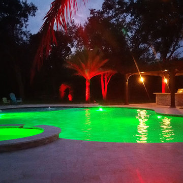 Lagoon Freeform Pool with Spa and LED Lights in Southwest Ranches, Florida