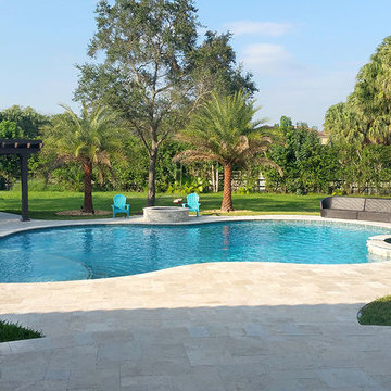 Lagoon Freeform Pool with Spa and LED Lights in Southwest Ranches, Florida